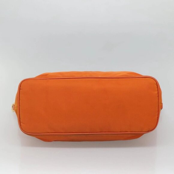 PRADA Tote Bag Nylon Orange Gold Auth ti3145 - Picture 5 of 16